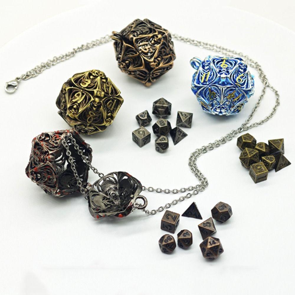New Metal DND Dice Polyhedron Gambling Metal Dice Blue Bronze Copper Dice Set Party