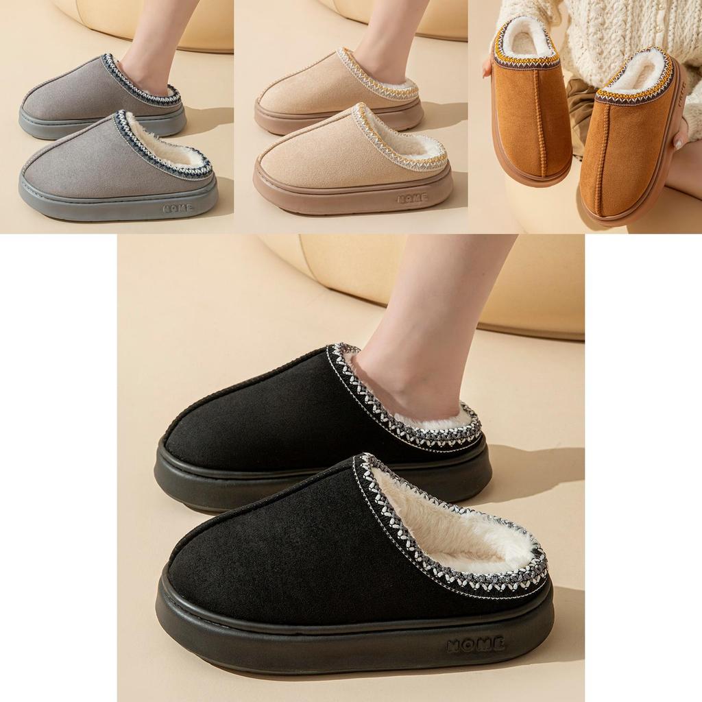 Comfortable New Style Pure Color Faux Suede Home Slippers For Women And Men Ideal For Warmth And Non-slip Durability In Multiple Sizes