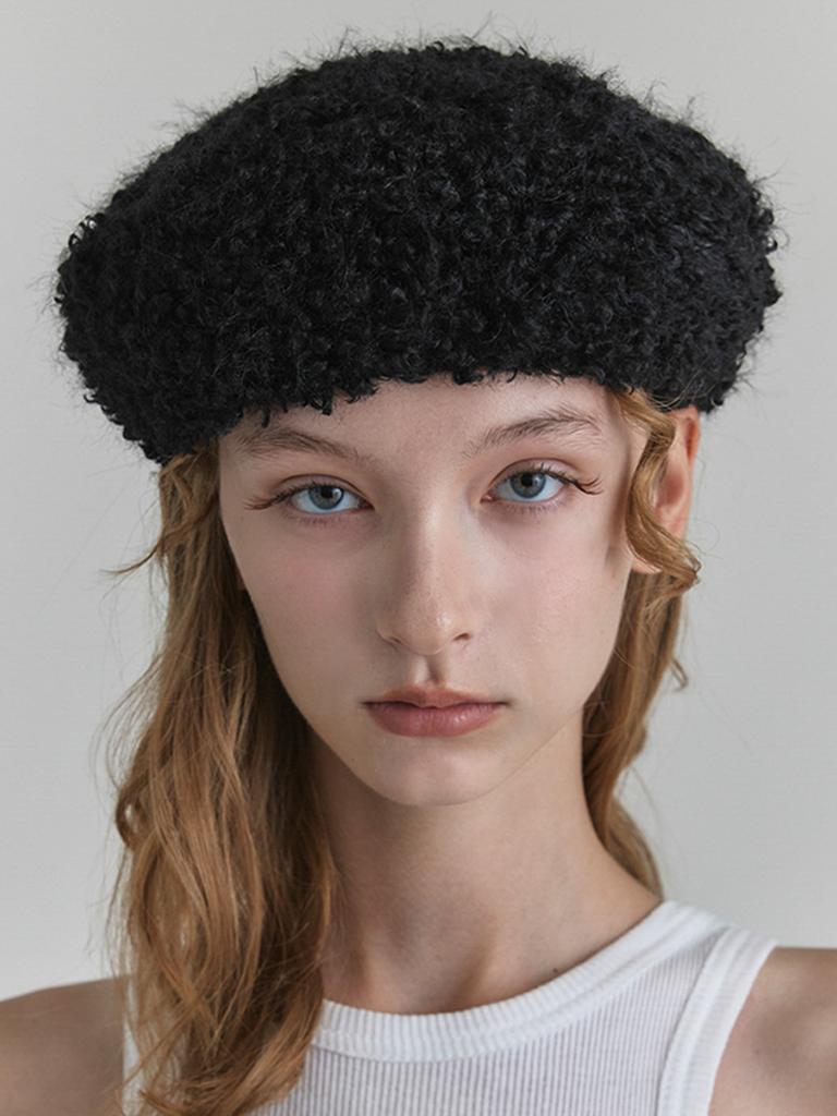 Poejidam Ines Beret In Black Terry