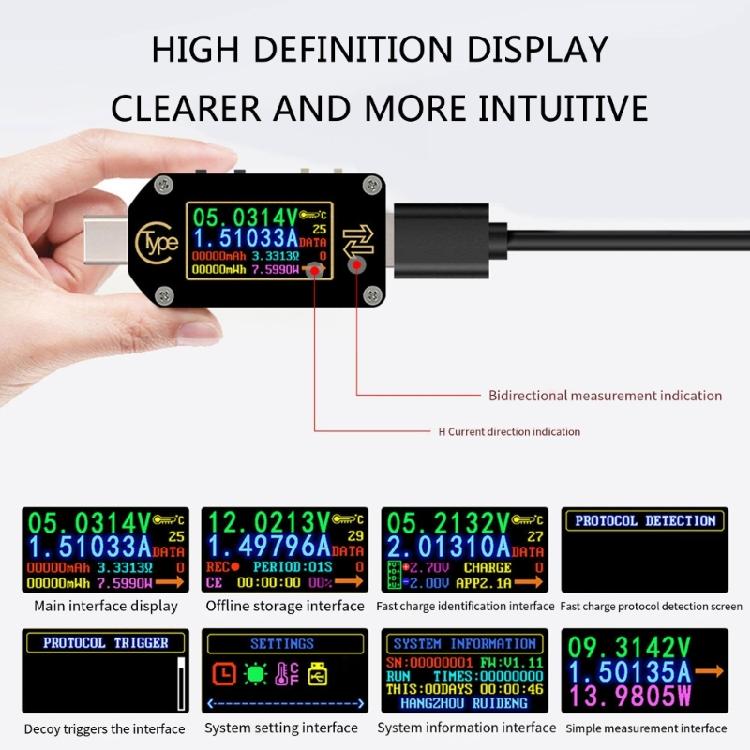 USB C Tester Power Meter 3.5-24V 5A Voltage Tester Multimeter USB C Current Meter Tester LCD Display Voltmeter