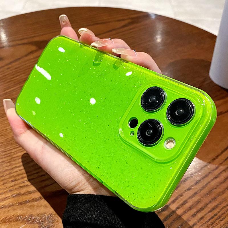 Coque Souple Néon Pailletée de Luxe Pour iPhone 17 16E 14 13Mini 12 11 Pro Max 15 17air Silicone Housse antichoc