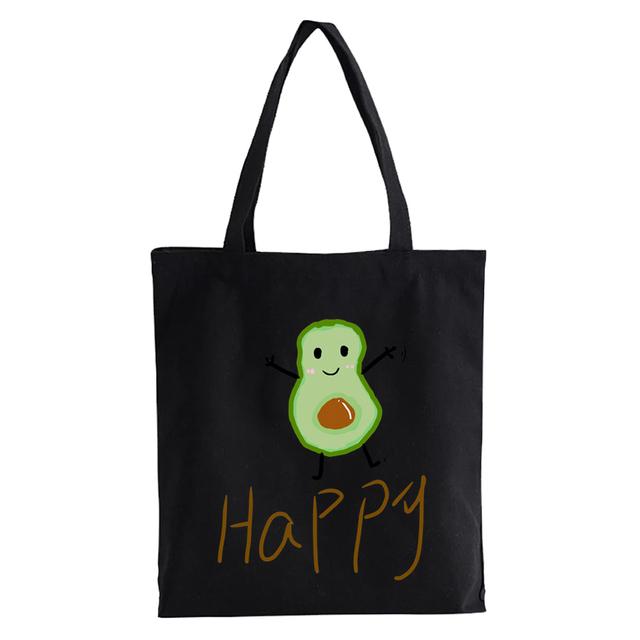 Cartoon avocado Print Canvas Shopping Tote Bag Reusable Women Shopper Bag Fashion Kawaii Female Eco Handbag