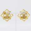 CHANEL Earring Plated Gold Square 18.7g Women Used