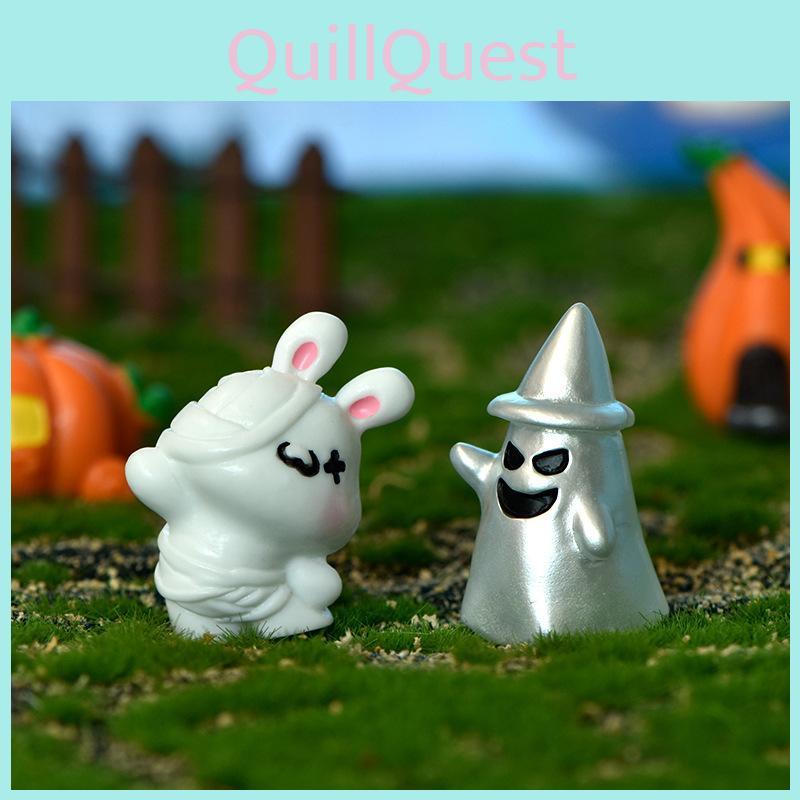 Resin Halloween Miniatures For Diy Crystal Ball Accessories Adorable Transparent Ghost And Pumpkin Decor