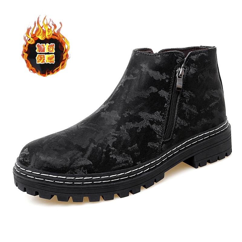 

WAERTA Мужские ботинки Осень Зима Высококачественные кожаные ботинки Мужские высокие ботинки на молнии Плюшевые меховые теплые зимние ботинки Обувь Большой размер 46 45