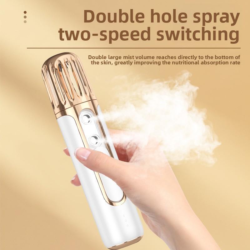 Facial Double Spray Emollient Portable Facial Moisturizing Face Steamer Cold Spray Machine Humidification Spray Instrument Test Hydrating Instrument