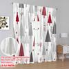 2pcs,2D plane printing Curtains Digital Printed Christmas Trees Red Grey Beige (3) Versatile 100% Polyester (without rod)