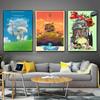 Porco Rosso Up Castle In The Sky Hayao Miyazaki Canvas Painting Pictures On The Wall Vintage Poster Decorative Home Decor