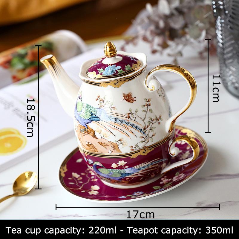 Phoenix Pattern Bone China Cup&saucer Exquisite Gilding Coffee Mug Dining Table Milk Mugs Afternoon Tea Teacup Fruits Juice Cup