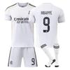 Teens Kids Adults Football Kits Sport Training Jersey Set with Socks 25/26 Real Madrid #9 Mbappé