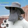 Unisex Summer Bucket Hat Wide Brim Uv Protection Quick Dry Breathable Sun Hat Fishing Hiking Camping Outdoor Face Cover Cap