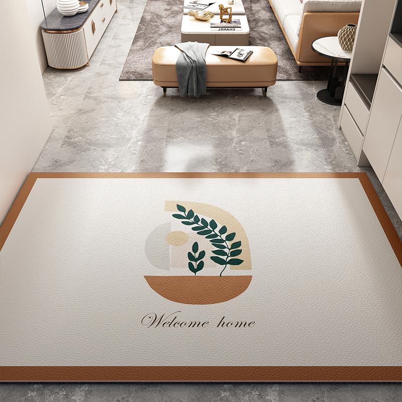Modern Minimalist Entry Door Mat Home Pvc Leather Carpet Anti-oil and Anti-fouling Kitchen Rugs Large Area Washable Balcony Rug