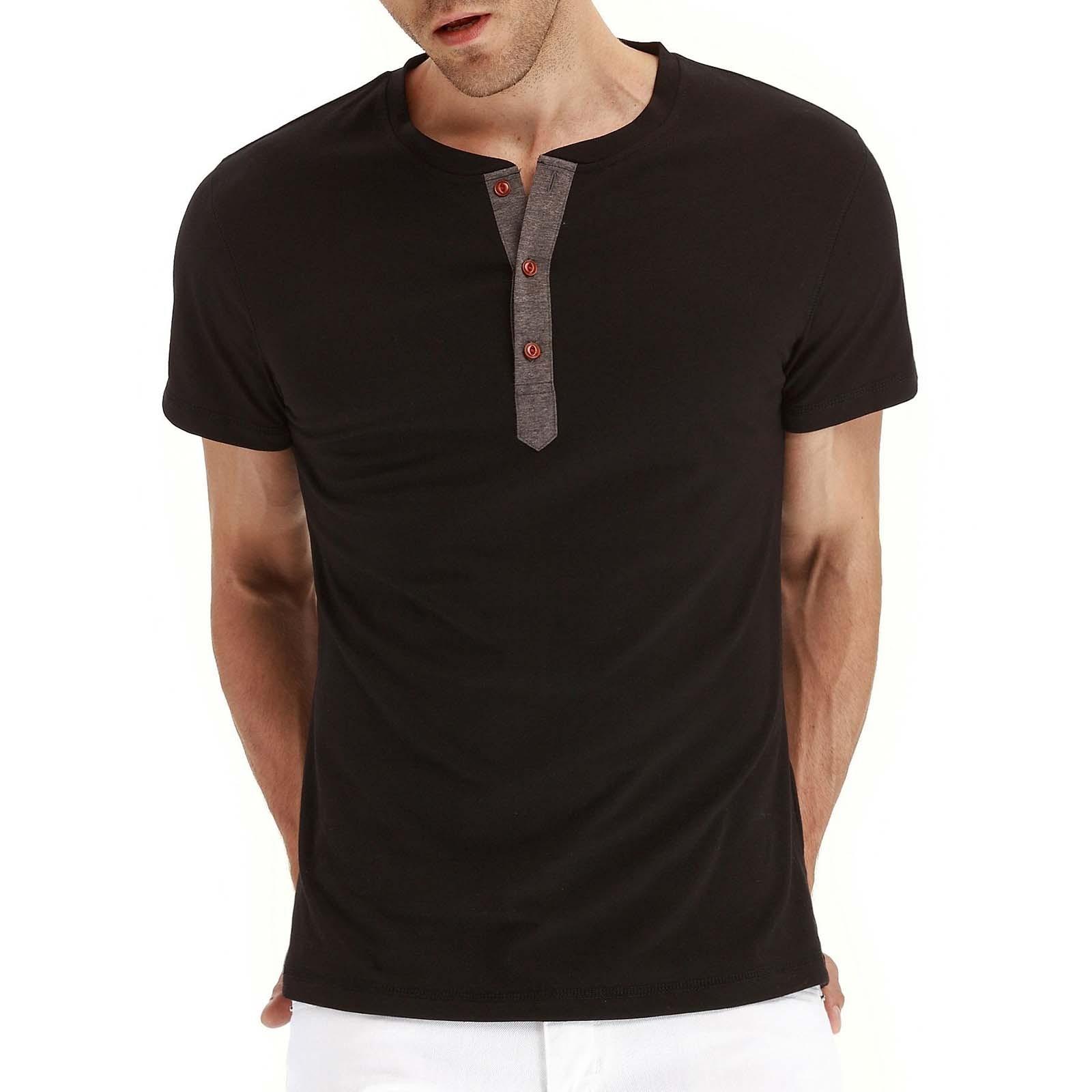 

Mens Casual Slim Fit Basic Short Sleeve Fashion T-Shirt Round Neck Summer Top XL чорний