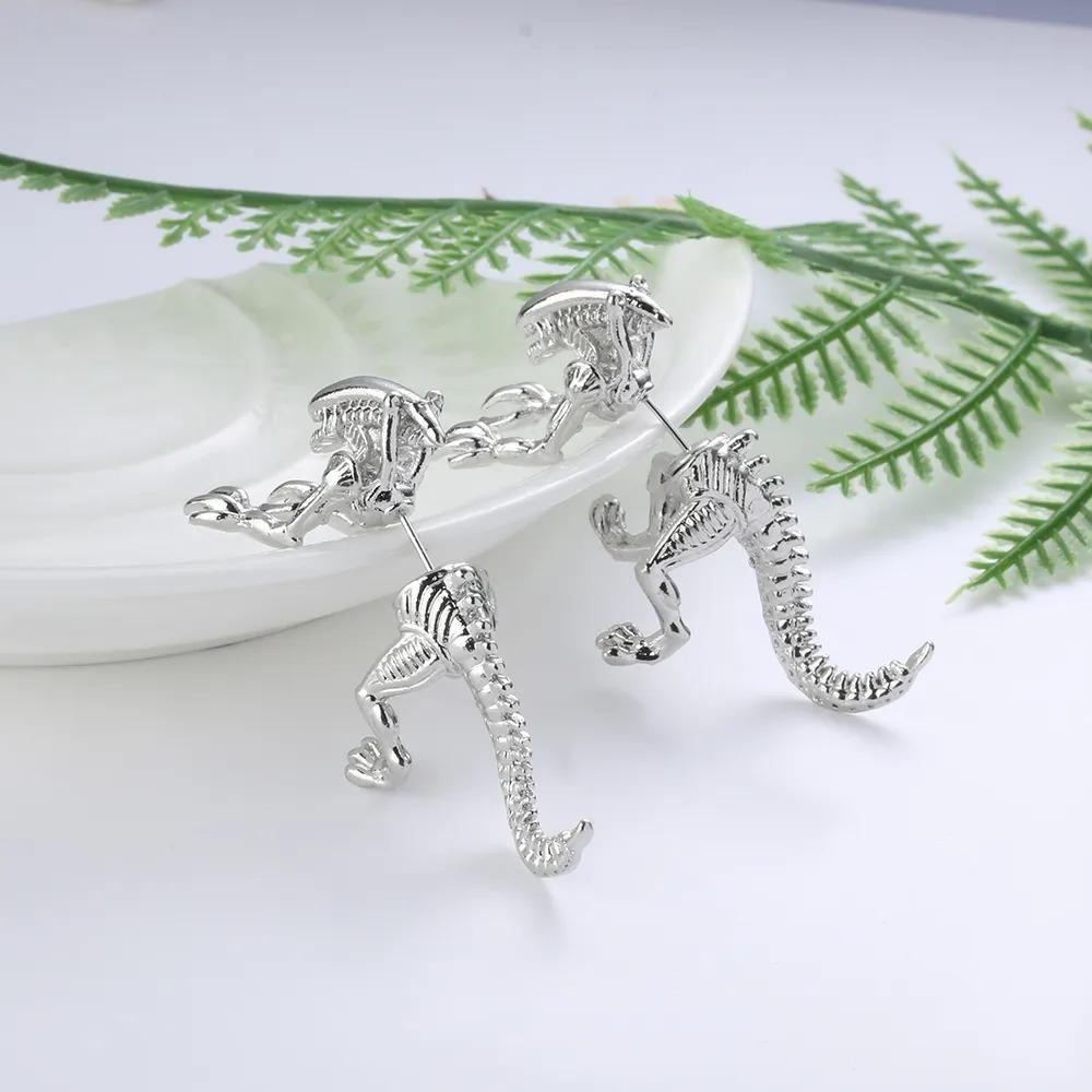 New Simple Minority Trend Dinosaur Earrings Women's Retro Cool Alien Men's Earrings Animal Piercing Earrings Gift Accessories