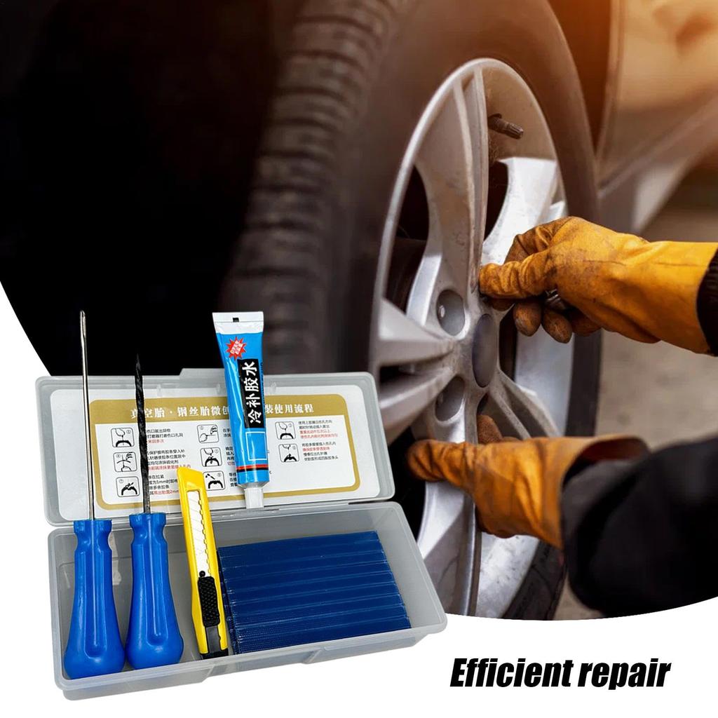 Motorcycle Tire Repair Kit, Puncture Tire Repair Kit | Tire Patch Kit Portable Tire