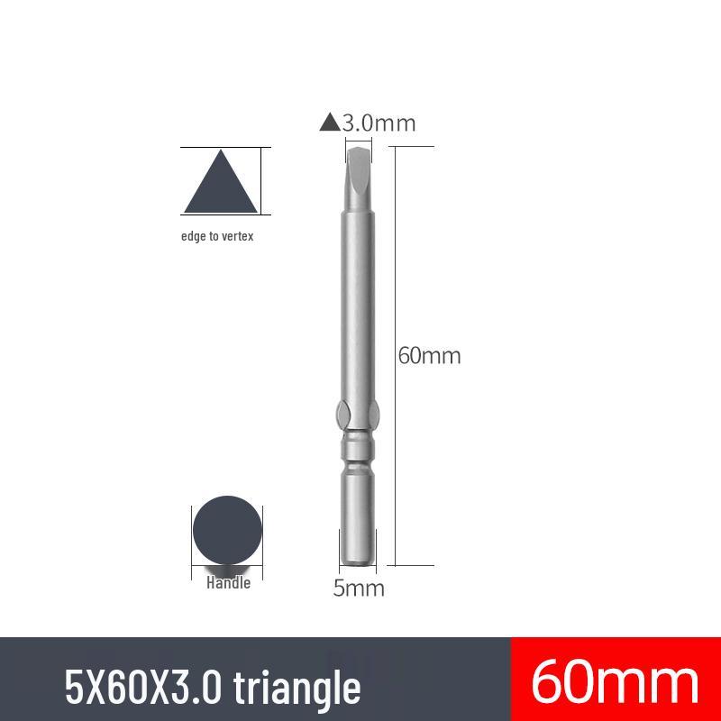 Ponta de Chave de Fenda Elétrica Triangular 801, Cabeça Magnética de Aço Liga S2 de Três Lados