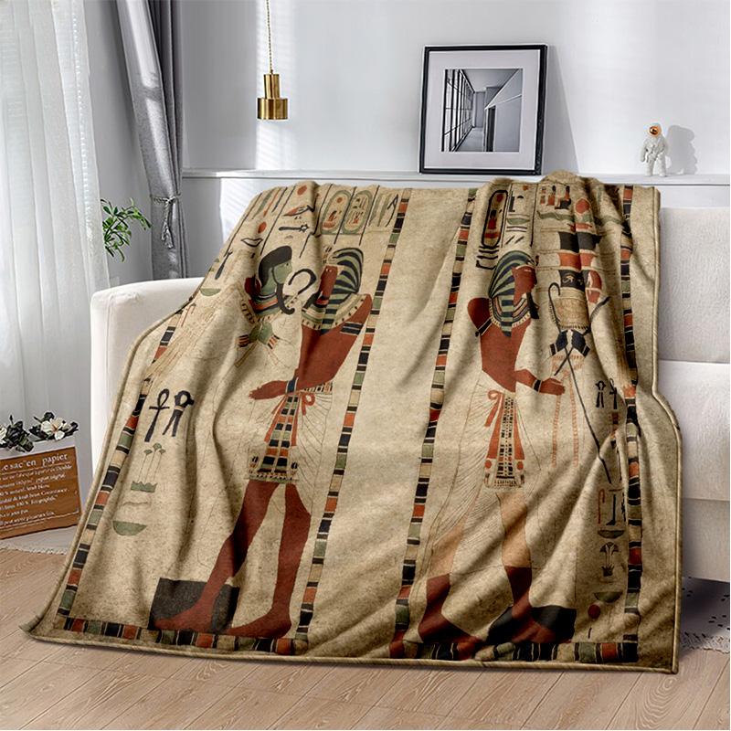 3D Ancient Egyptian Mythological Ideographic Sign Symbols Blanket,Soft Throw Blanket for Home Bedroom Bed Sofa Cover Blanket Kid