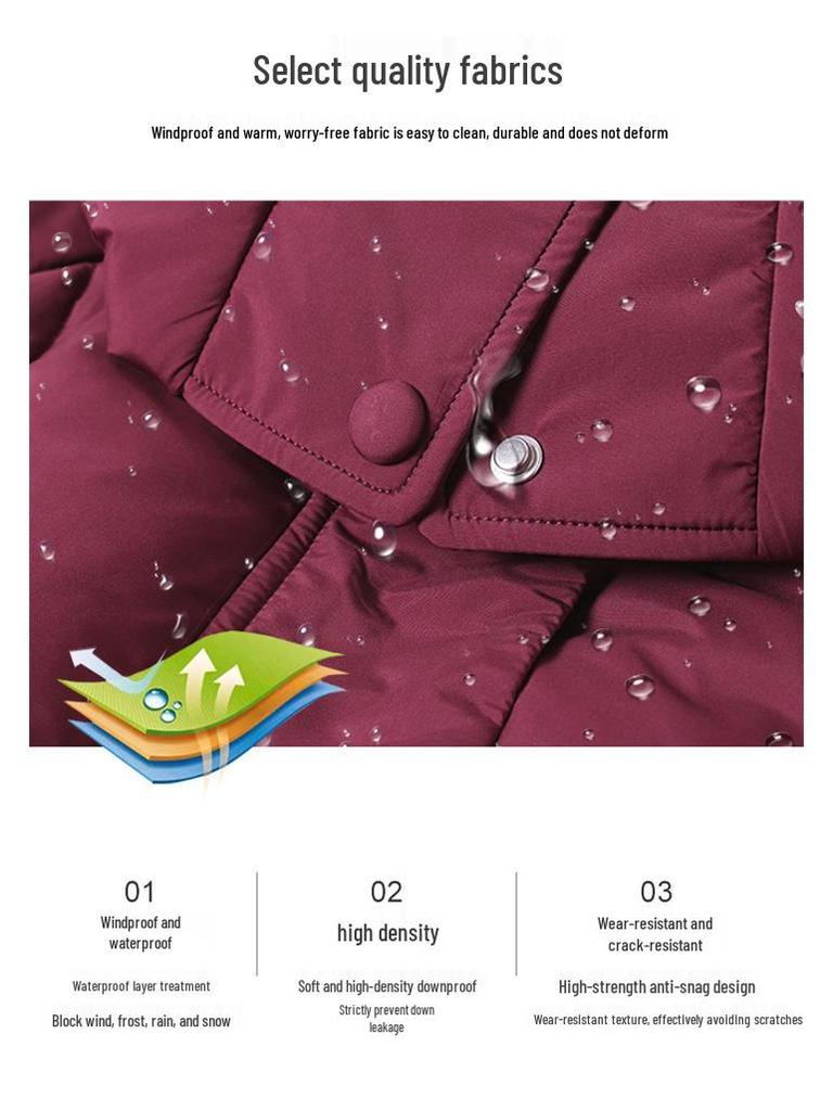 Stylish Warm Down Jacket for Middle-Aged Women - Hooded White Duck Coat for Winter 2025