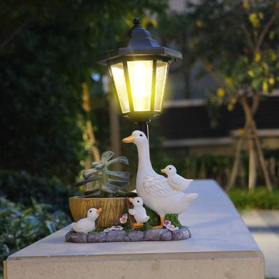 Solar Powered Hexagonal Garden Lamp Animal Resin Sculpture Figurine Light Decorative Lamp for Courtyard Outside Yard Garden