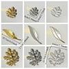 Vintage Long Leaf Pin Corsage Ornament Metal Glossy Brooch Maple Leaf Brooch  Western-style Clothes