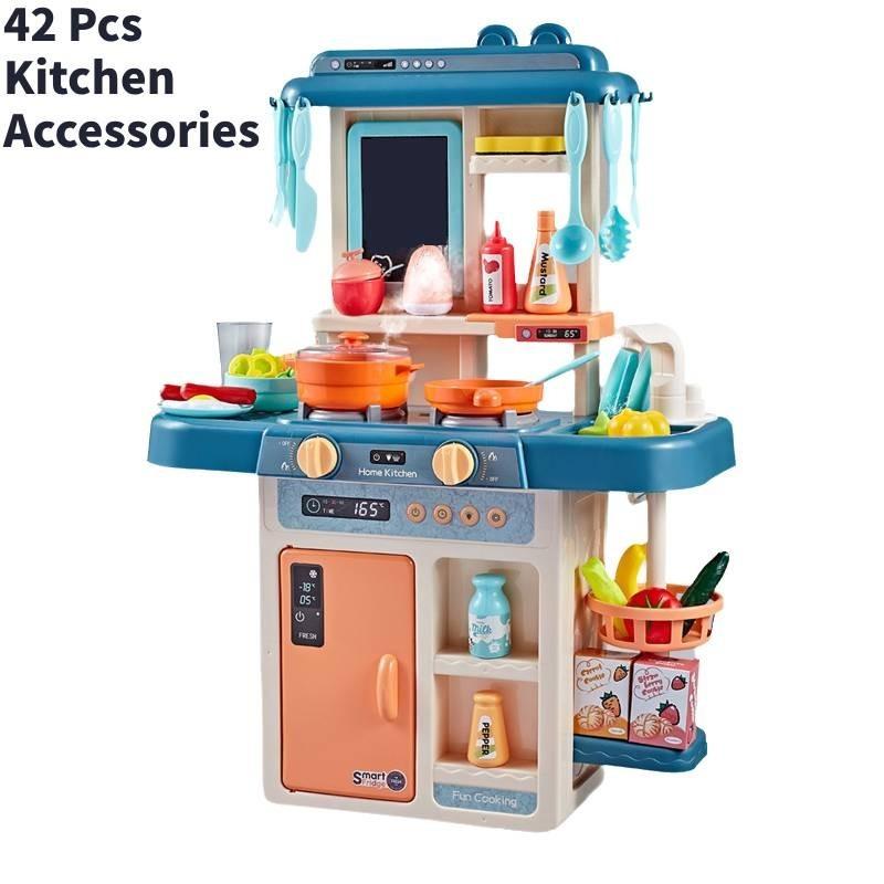 Large Educational Kids Kitchen Toy Set With Realistic Cooking Features And Spray Function