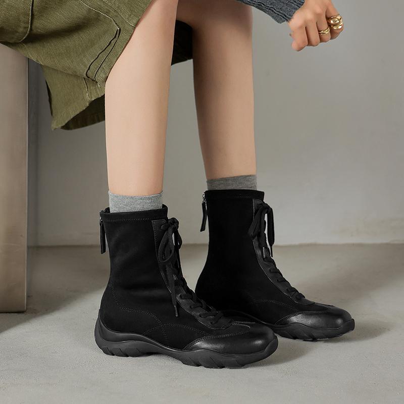 Fashion 2025 New Autumn Women Boots Round Toe Chunky Heel Shoes Women Shoes Ankle Boots Chelsea Motorcycle Boots Retro Shoes