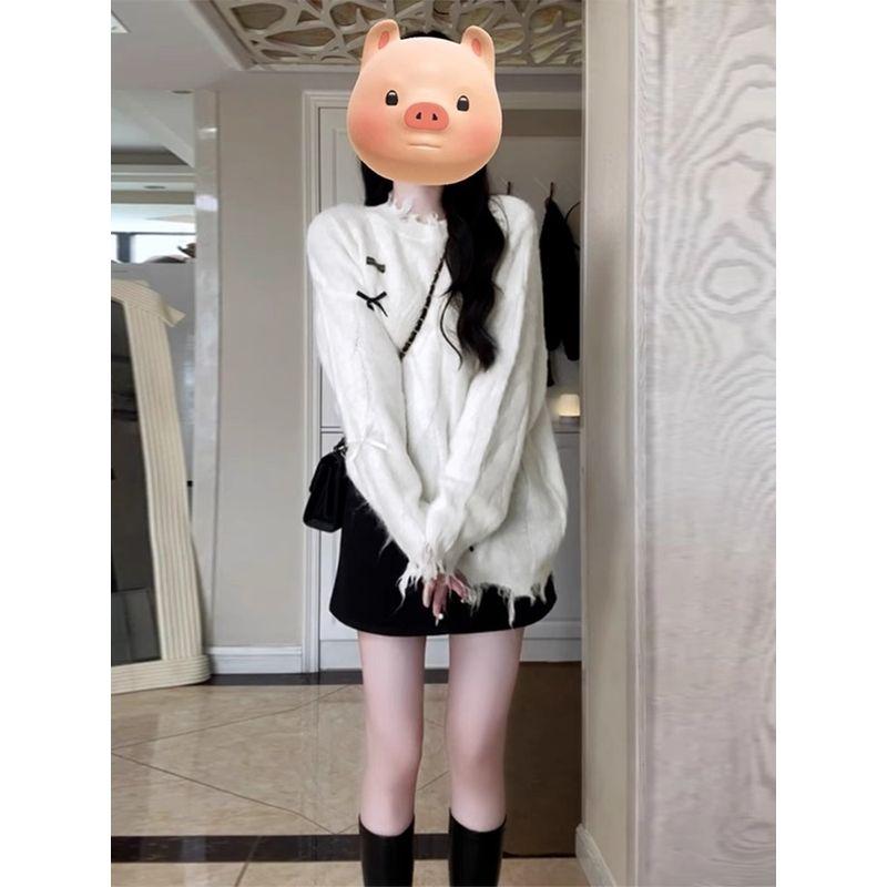 

Stylish Early Autumn Idle Style Long Sleeve Bowknot White 2XL(Suggested 65.00 kg-75.00 kg)