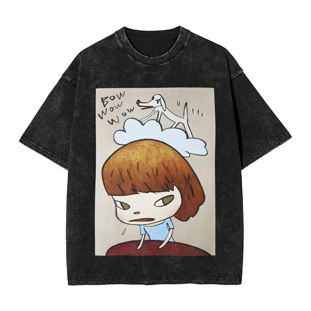 Vintage Washed Tshirt Yoshimoto Naras Cotton T Shirts Trendy Cool Tshirt For Man Summer Y2k Classic Casual Tees