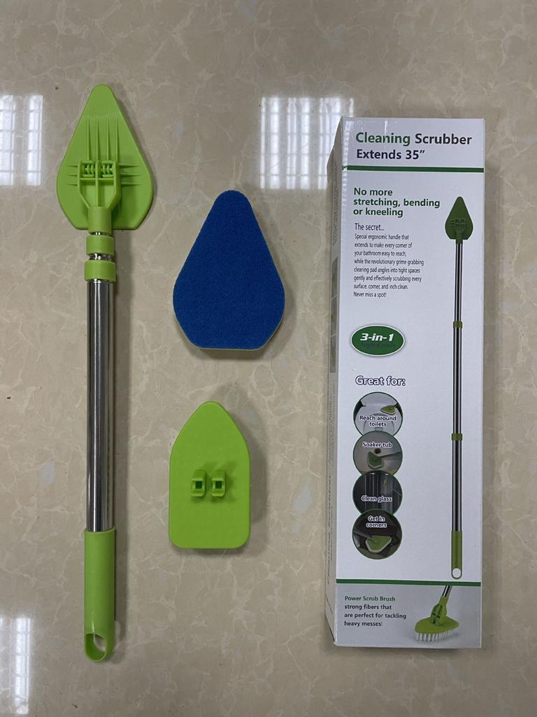 Retractable Long Handle Triangle Brush Multifunctional Floor Bathroom Cleaning Brush Sponge Brush Kitchen Supplies Cleaning Tools