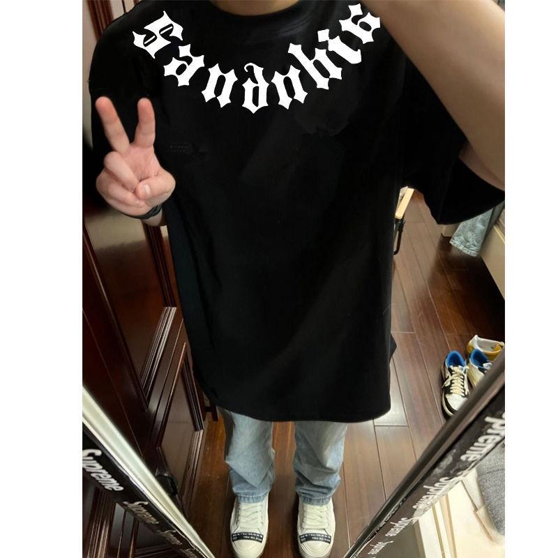 Unisex Fluorescent Green Cotton Letter Print T-Shirt, 190g Heavyweight, Short Sleeve - Men’s and Women’s Casual Top