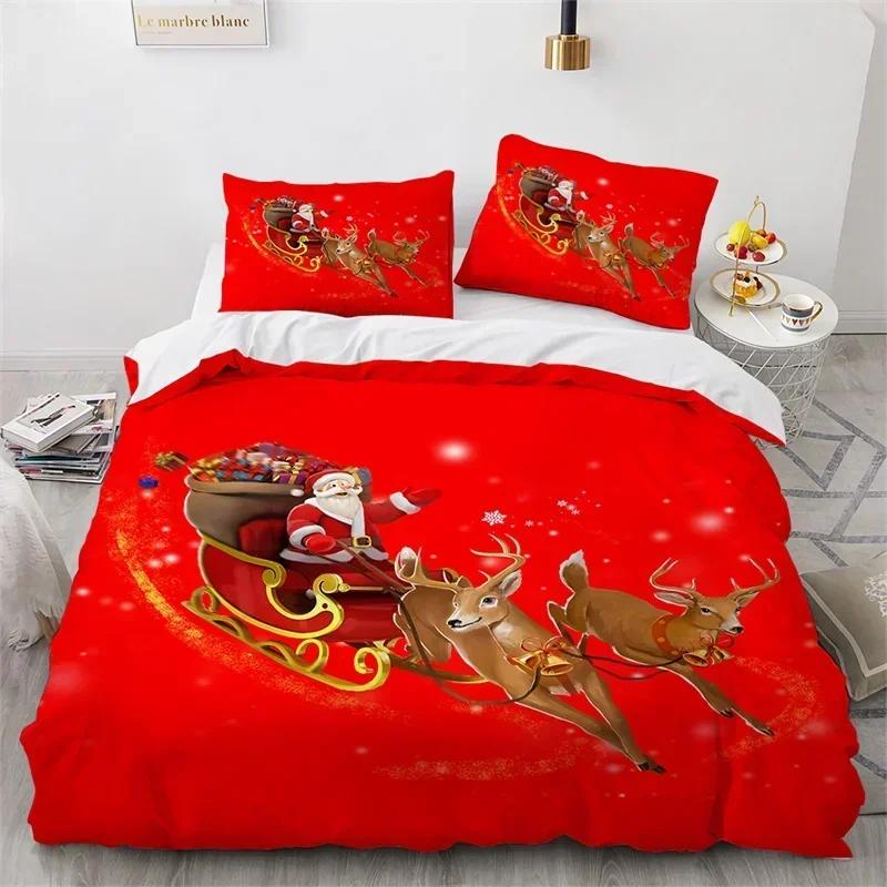 New 3D Print Christmas Santa Claus Comfortable Duvet Quilt Cover Pillowcase Bedding Set Children Bedroom Decoration Home Textile
