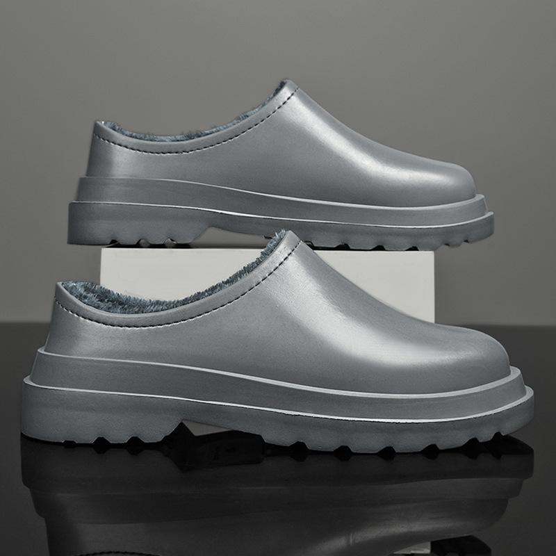 

20252 autumn and winter new large size men s shoes light two wear casual shoes cover feet lazy solid color bag heel cotton 46 сірий колір