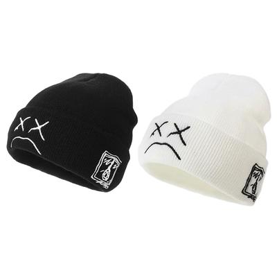 Einfache Lustige Traurige Gesichtsausdruck Warme Ohren zum Schutz Gestrickte Mütze Persönlichkeit Outdoor Trend All-Match für Männer Frauen