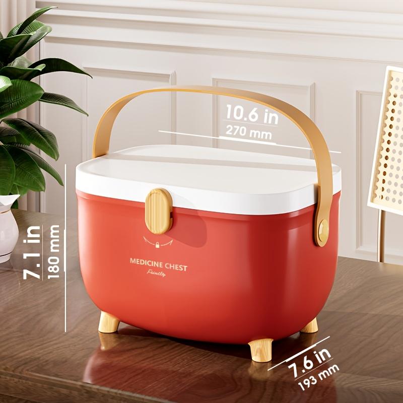 

Large Medicine Storage Box, Portable Multi-layer Pill Organizer with Handle & Cover, Dust-proof Home Case красный