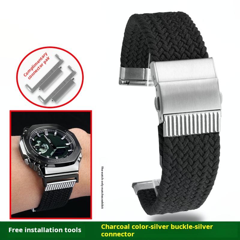 High Quality Elastic Nylon Watchband For Casio G-SHOCK GA-2100 2110 GM-2100 Series Modified Nylon Canvas Watch Strap Accessories