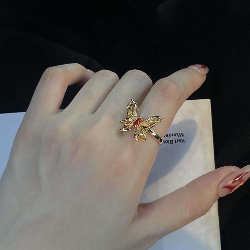 The Same Hemp Rope Hollow Butterfly Open Ring Niche Design Light Luxury High Sense Simple Dark Ring