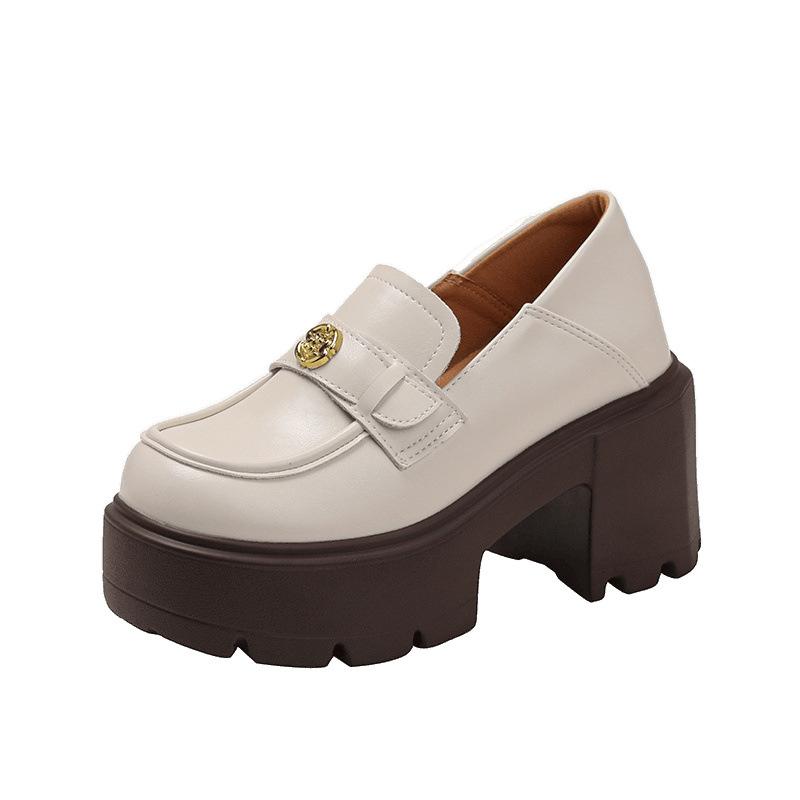 Inner height increase 12cm white women's small thick-bottomed camellia small size 32 British super high heel