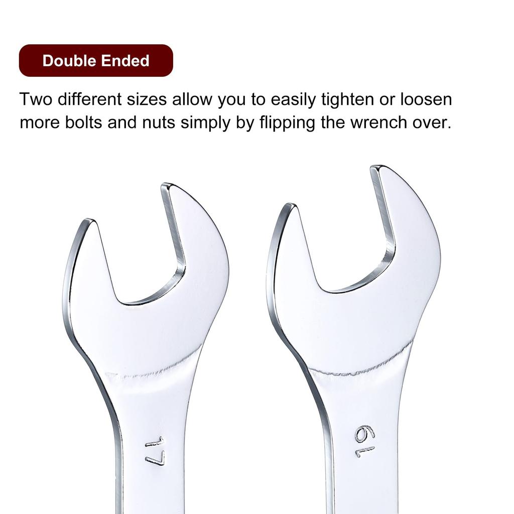 Uxcell 17mm X 19mm Metric Thin Chrome Plated Mirror High Carbon for Home Machine Pack of 4 Open-End Wrench, Finish, Polished, Steel, Repair,