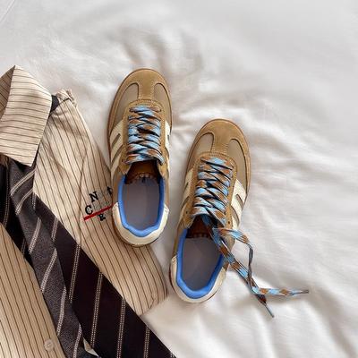 Amerikaanse retro zacht leer kleurafstemming Duitse trainingsschoenen dames herfst 2024 nieuwe mode sport en vrije tijd platte zool Forrest Gump schoenen