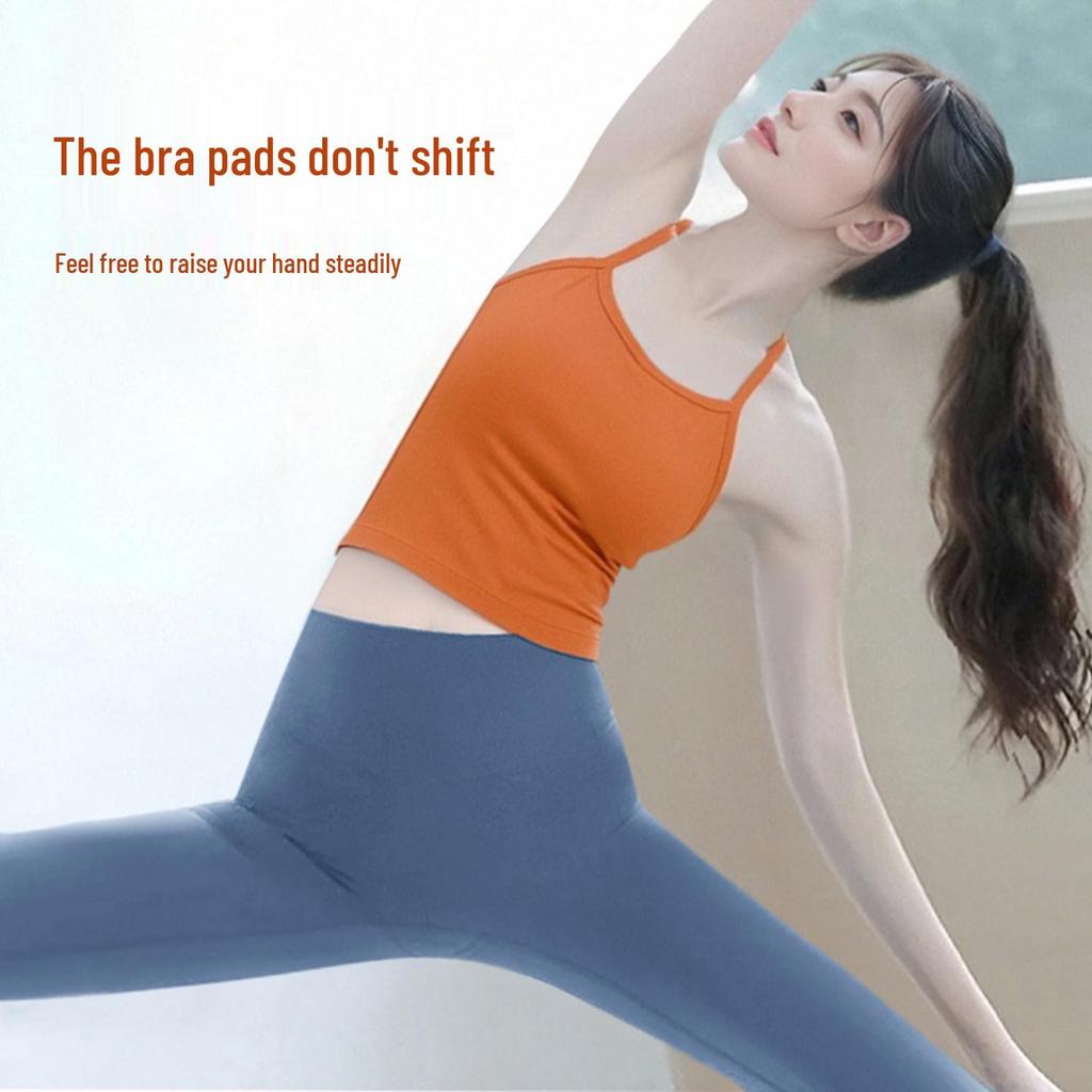 Women's Yoga Tank Top with Built-in Bra Pads & Stylish Back Straps - Perfect for Pilates & Fitness