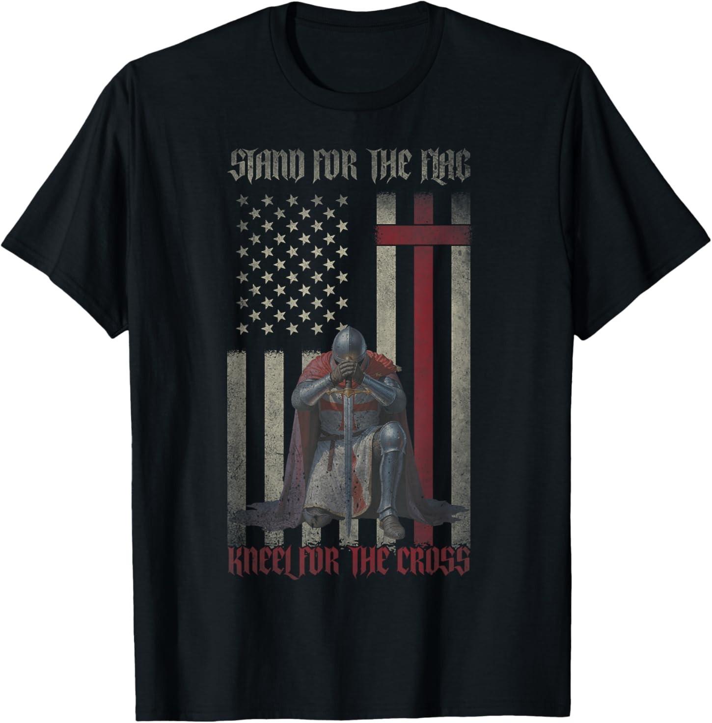 Stand for The Flag Kneel for The Cross Knights Templar T-Shirt M
