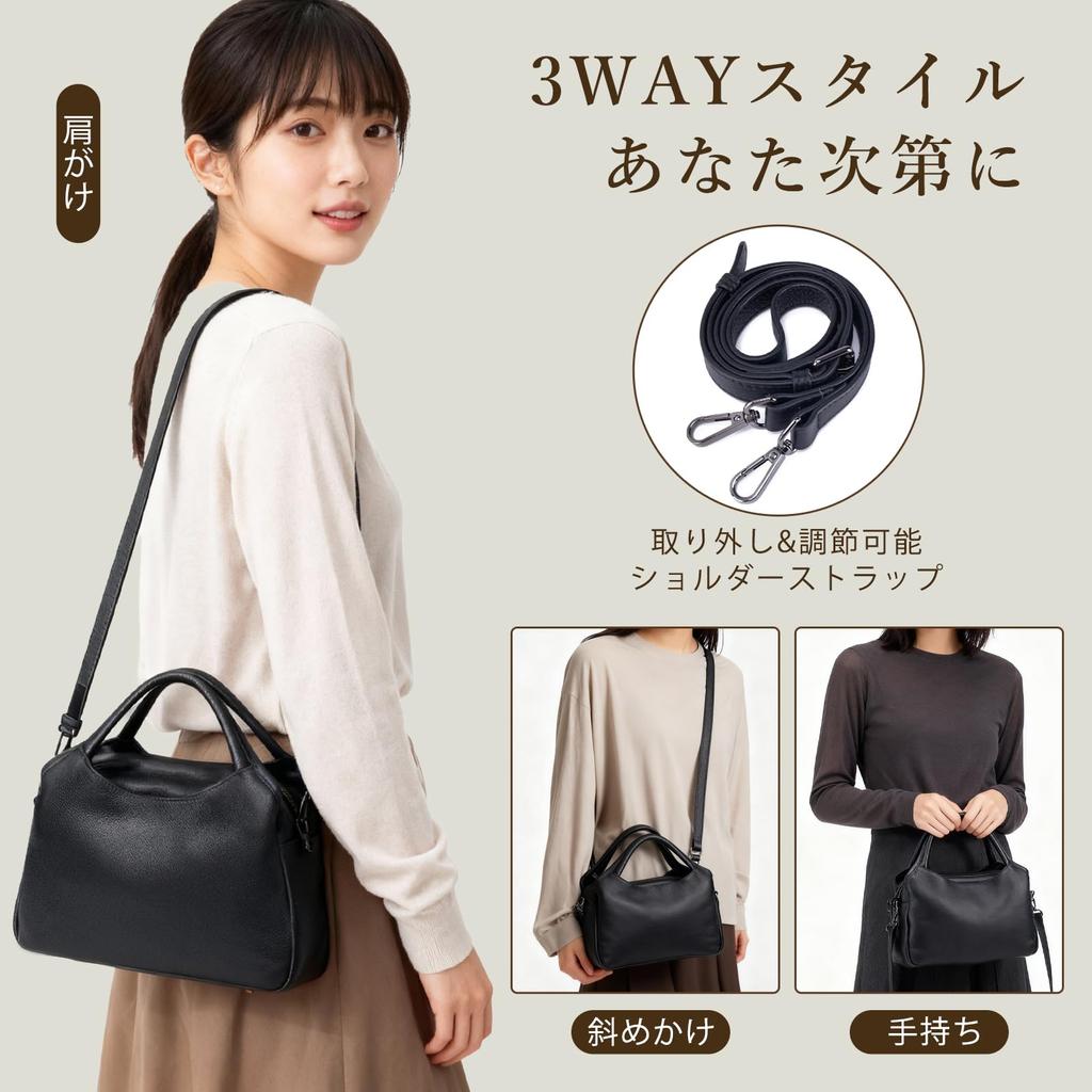 Premium Genuine Leather Shoulder Bag with 3 Large Easy to or Popular for Commuting [imeetu] Women's 3-Way Handbag, Compartments, Capacity, Use,