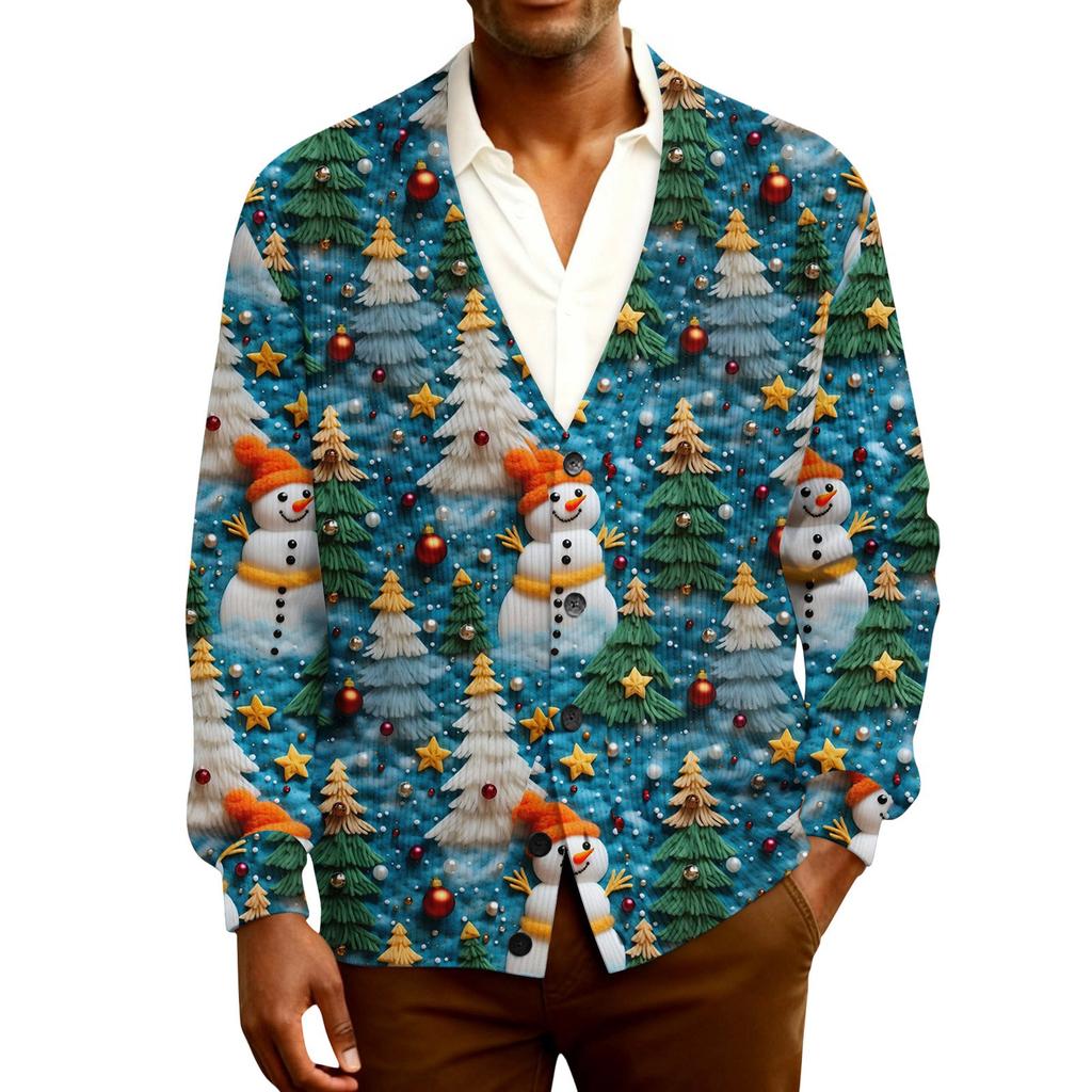 Herre Cardigan med lange ermer i ribbestrikk