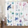1pc Oceanic Shower Curtain with Hooks - Washable Polyester, Colorful Sea Creatures Design, Includes Jellyfish, Turtle