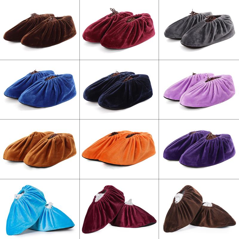5 Pair Reusable Velvet Fabric Shoe Covers Non-slip Adult Washable Keep Floor Carpet Cleaning Indoor Outdoor Shoe Protector Cover