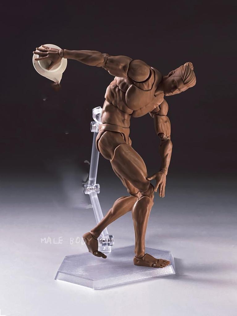 1/12 Scale Male Figure, 6-Inch Romankey Super Flexible Muscle Strong Male Action Figure Miniature Figure Body Doll Collection (Black Skin)