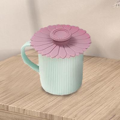 1/3Pcs Sunflower Silicone Cup Lid with Handle Food Grade Heat-Resistant Dustproof Seamless Airtight Universal Round Ceramic Glass Teacup Mug Cover