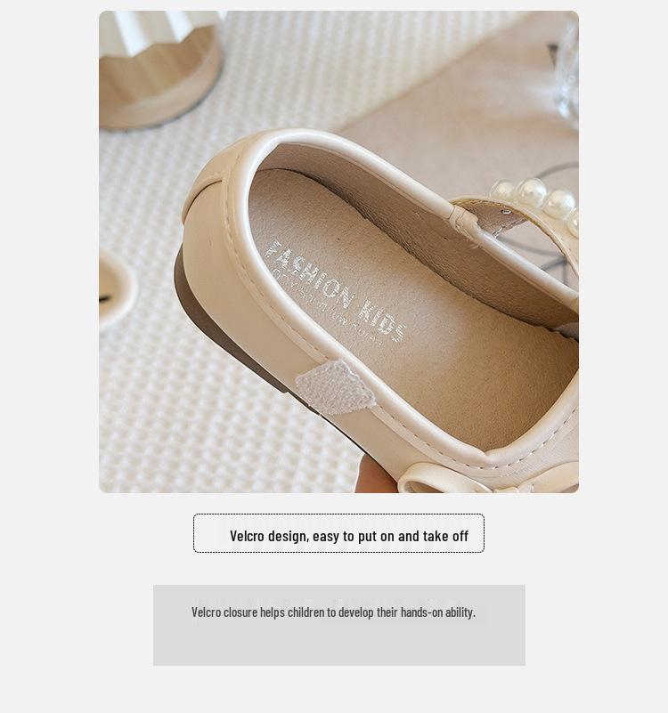 Girls' Spring Pearl Bow Mary Jane Princess Shoes