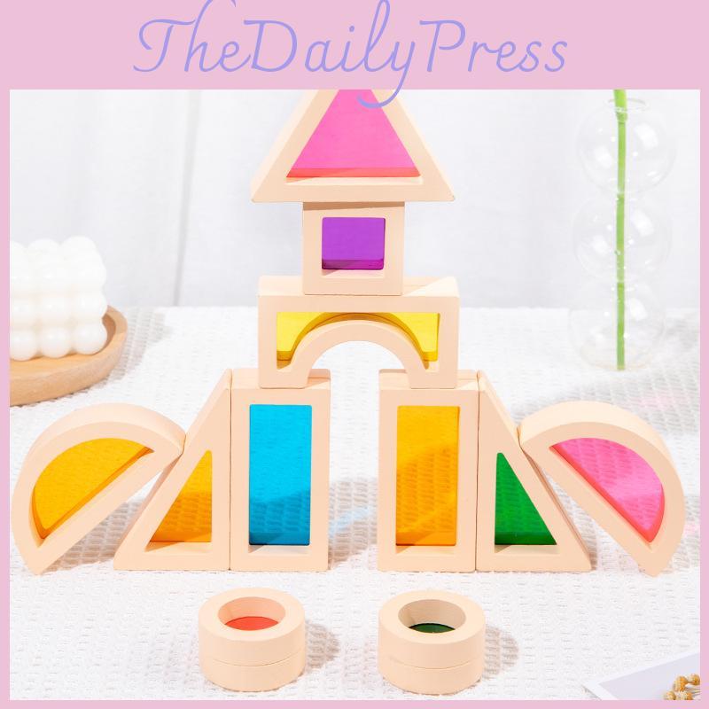 Colorful Translucent Acrylic Building Blocks Baby Shape Recognize Educate Early