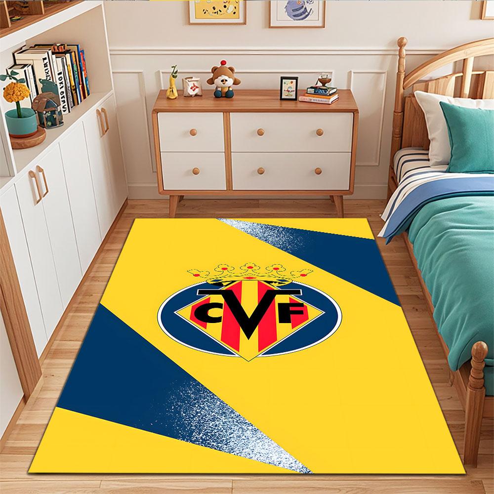"Yellow and Blue CVF Crown Emblem Design" Patterned carpet, suitable as a non slip play mat for the living room and bedroom sofa